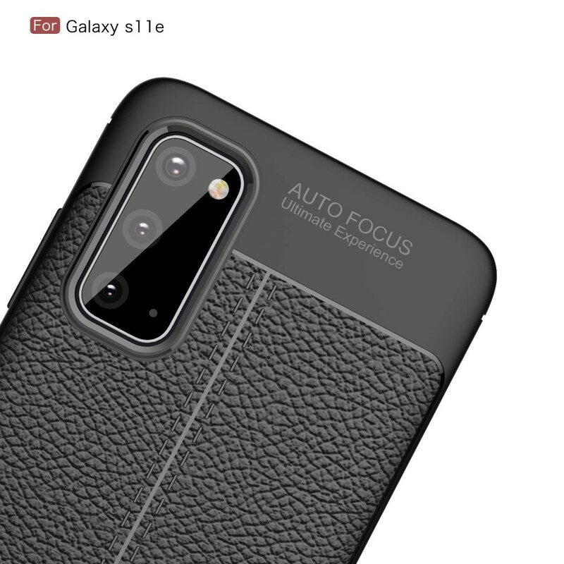 Cover Samsung Galaxy S20 Doppia Linea Litchi Effetto Pelle