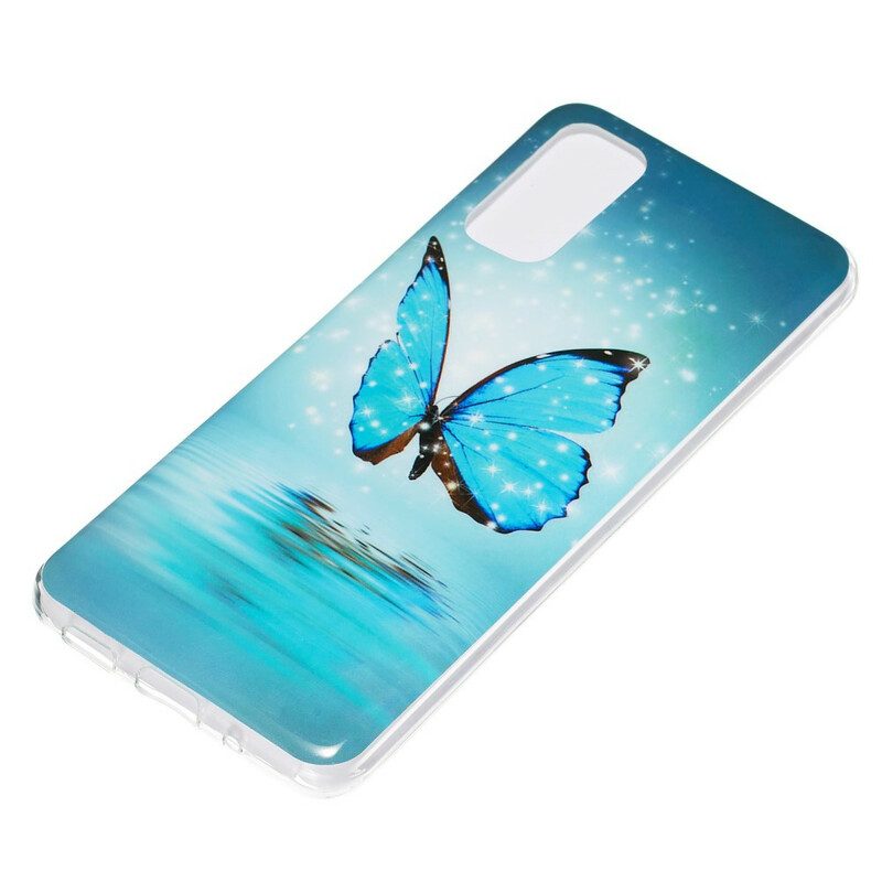 Cover Samsung Galaxy S20 Farfalla Blu Fluorescente