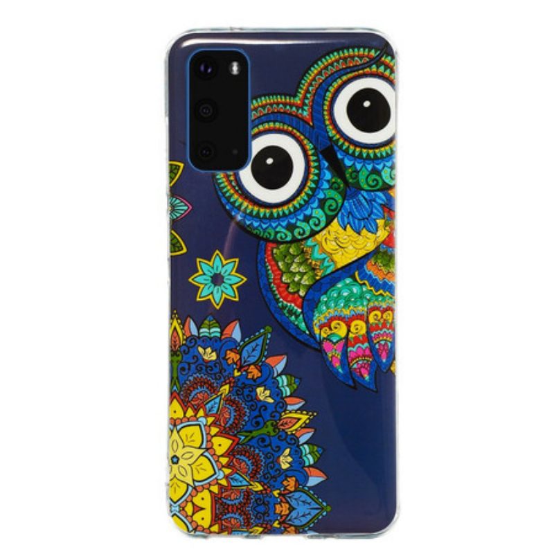 Cover Samsung Galaxy S20 Mandala Gufo Fluorescente