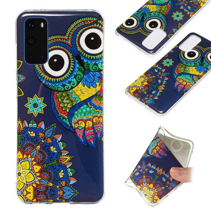 Cover Samsung Galaxy S20 Mandala Gufo Fluorescente