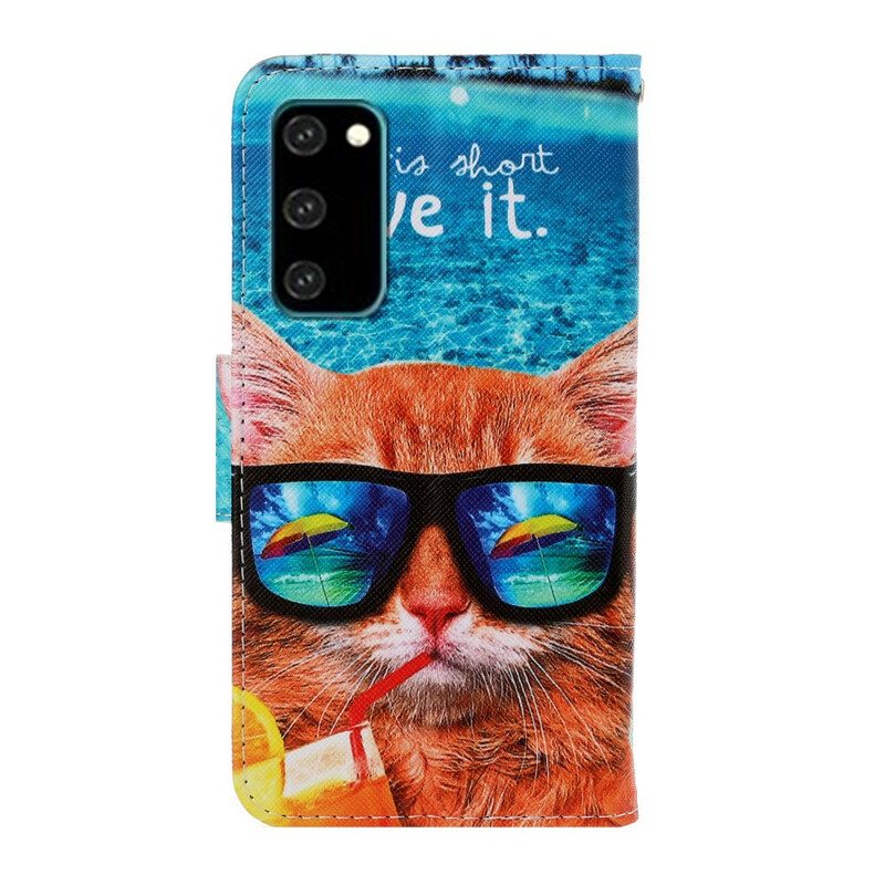 Custodia in pelle Samsung Galaxy S20 Cat Live It Strappy