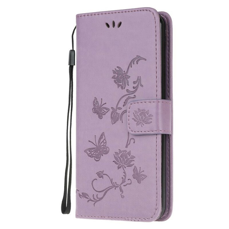 Custodia in pelle Samsung Galaxy S20 Discrezione Farfalle Con Cinturino