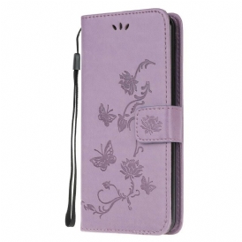 Custodia in pelle Samsung Galaxy S20 Discrezione Farfalle Con Cinturino