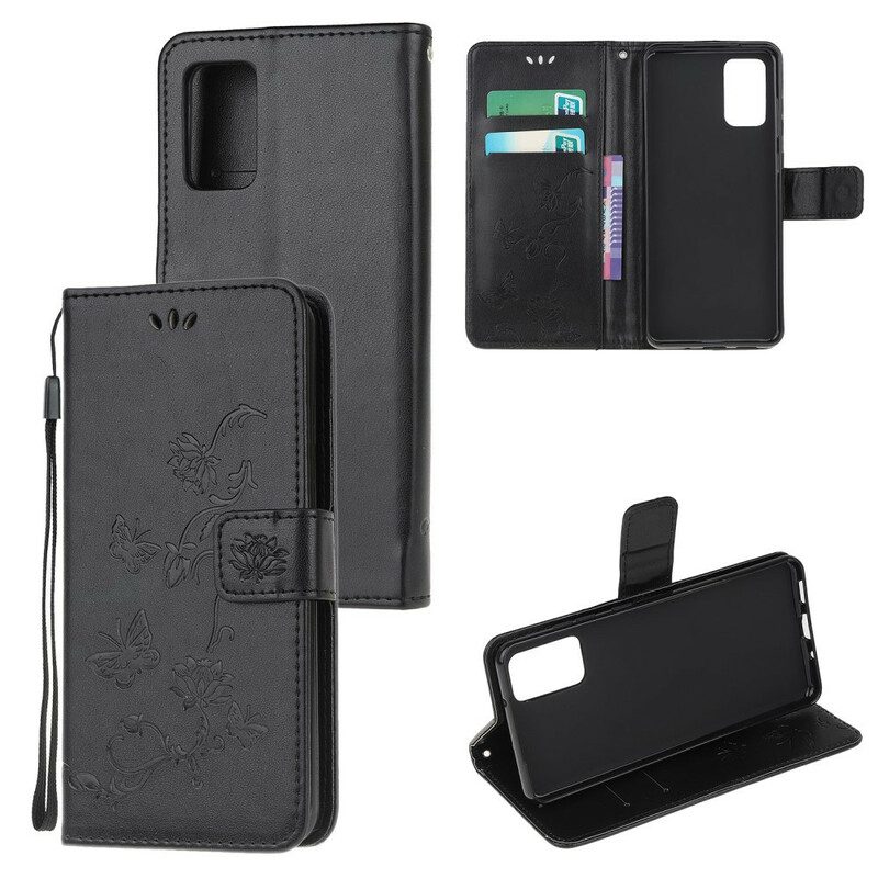 Custodia in pelle Samsung Galaxy S20 Discrezione Farfalle Con Cinturino