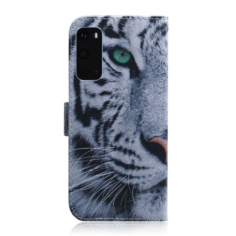 Custodia in pelle Samsung Galaxy S20 Faccia Da Tigre