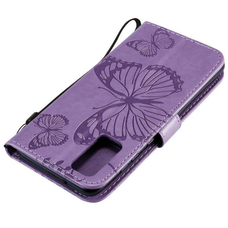 Custodia in pelle Samsung Galaxy S20 Farfalle Con Cinturino Gigante