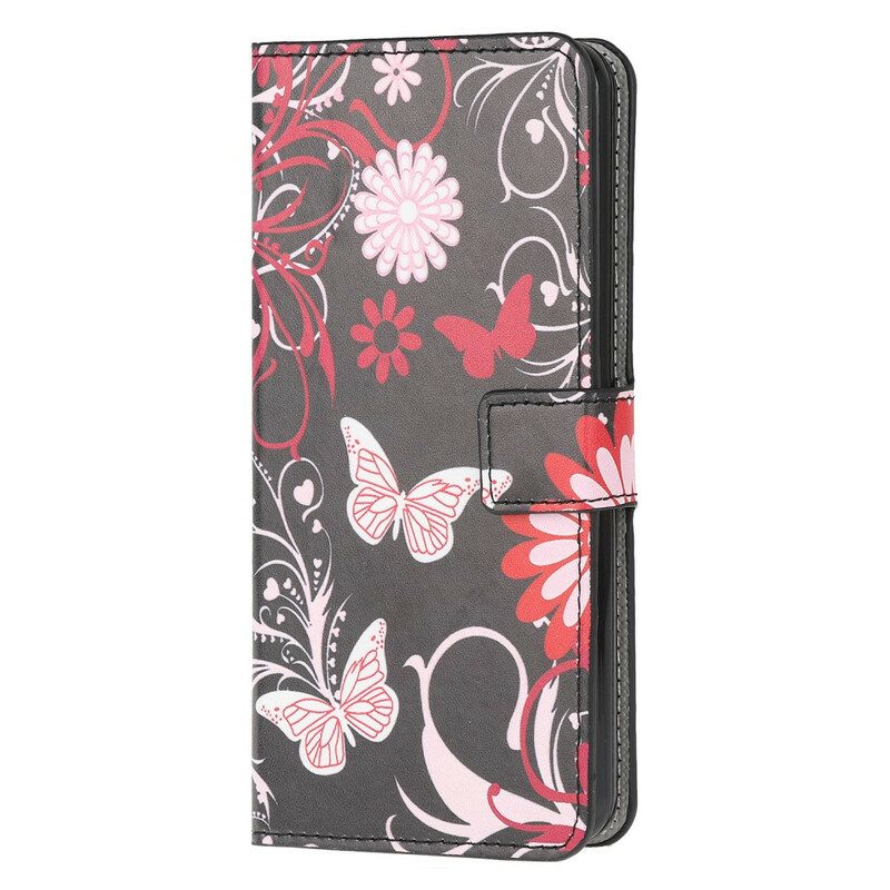 Custodia in pelle Samsung Galaxy S20 Farfalle E Fiori