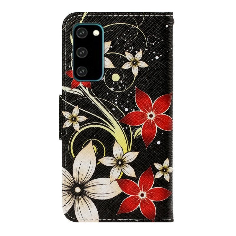 Custodia in pelle Samsung Galaxy S20 Fiori Strappy Colorati