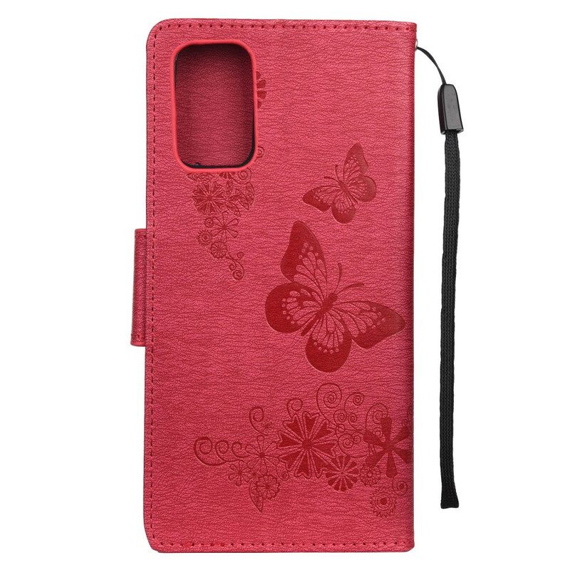 Custodia in pelle Samsung Galaxy S20 Solo Farfalle Con Cordino