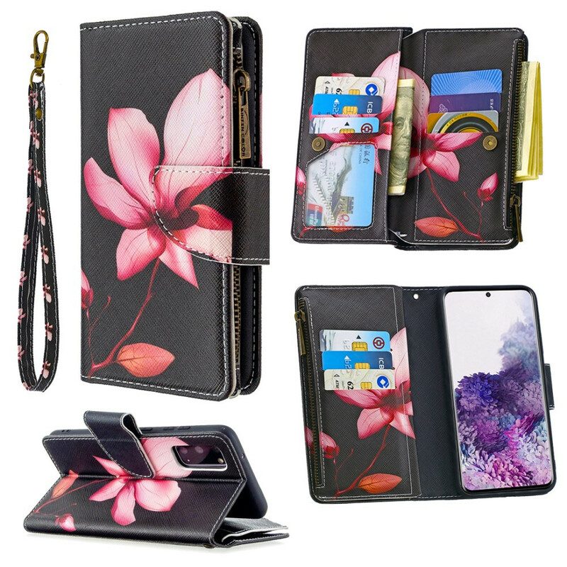 Custodia in pelle Samsung Galaxy S20 Tasca Con Zip A Fiore