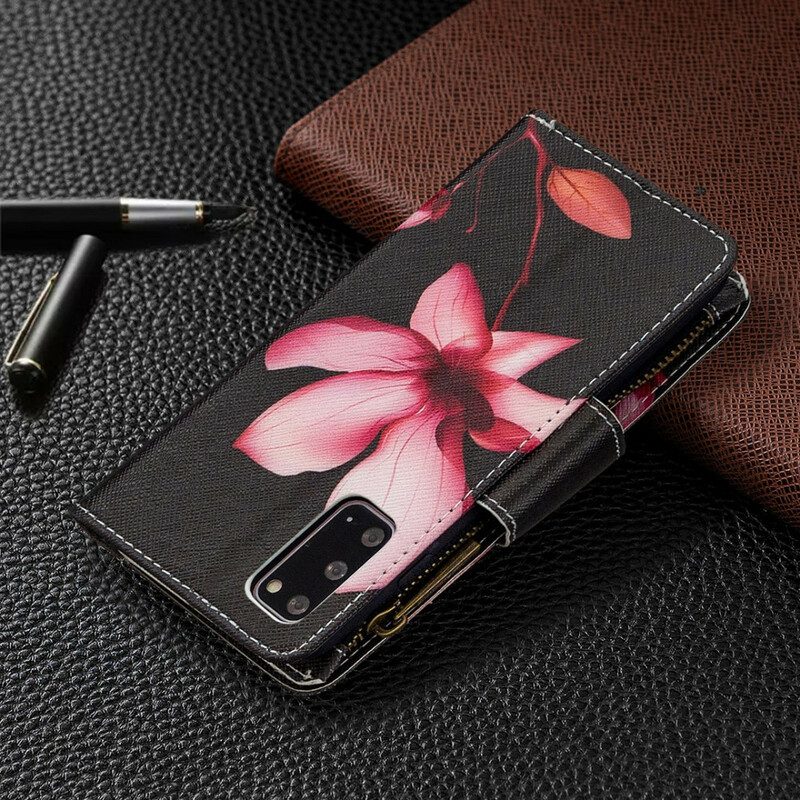 Custodia in pelle Samsung Galaxy S20 Tasca Con Zip A Fiore