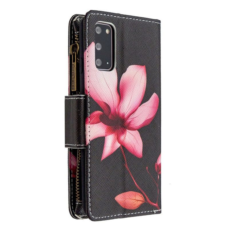 Custodia in pelle Samsung Galaxy S20 Tasca Con Zip A Fiore