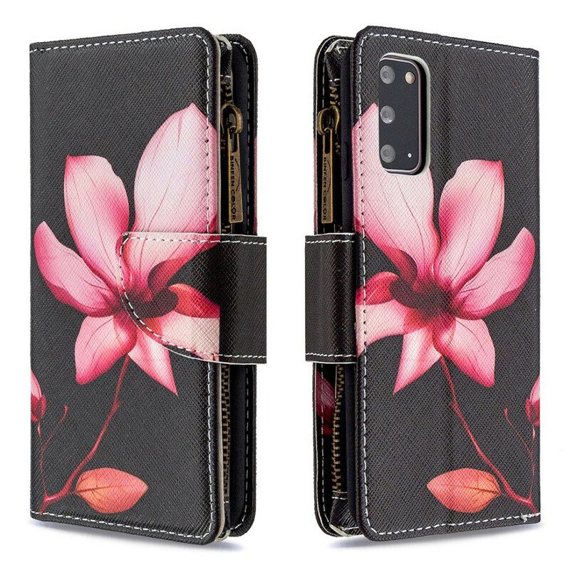 Custodia in pelle Samsung Galaxy S20 Tasca Con Zip A Fiore