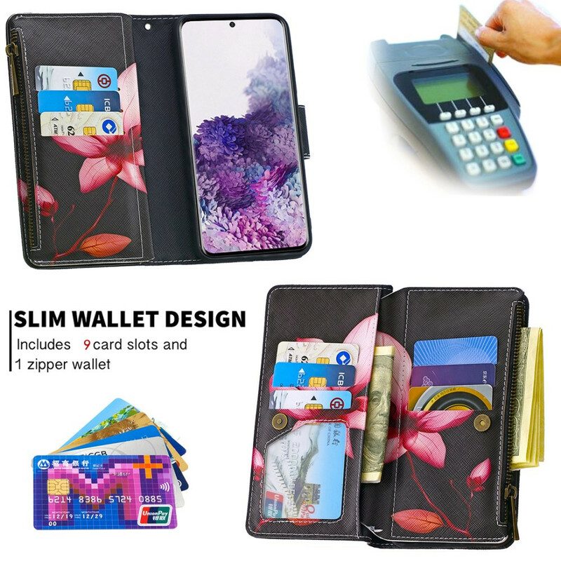 Custodia in pelle Samsung Galaxy S20 Tasca Con Zip A Fiore