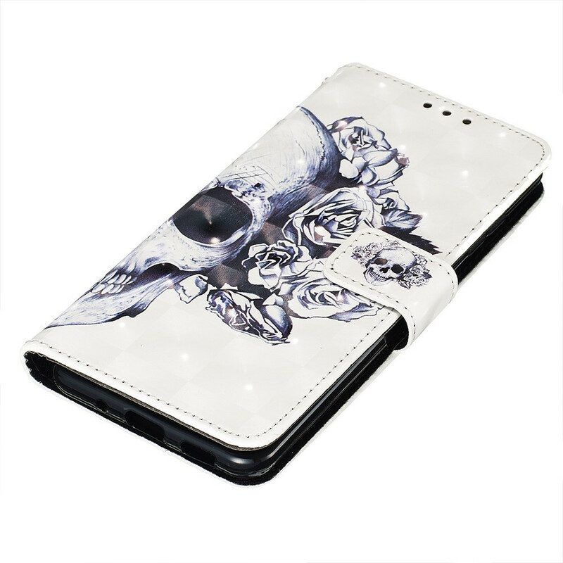 Custodia in pelle Samsung Galaxy S20 Teschio Fiorito