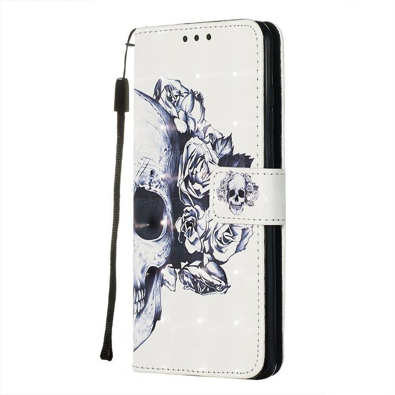 Custodia in pelle Samsung Galaxy S20 Teschio Fiorito