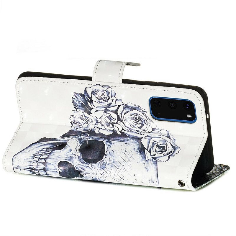 Custodia in pelle Samsung Galaxy S20 Teschio Fiorito