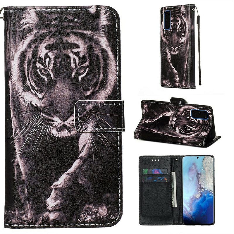 Custodia in pelle Samsung Galaxy S20 Tigre Notturna