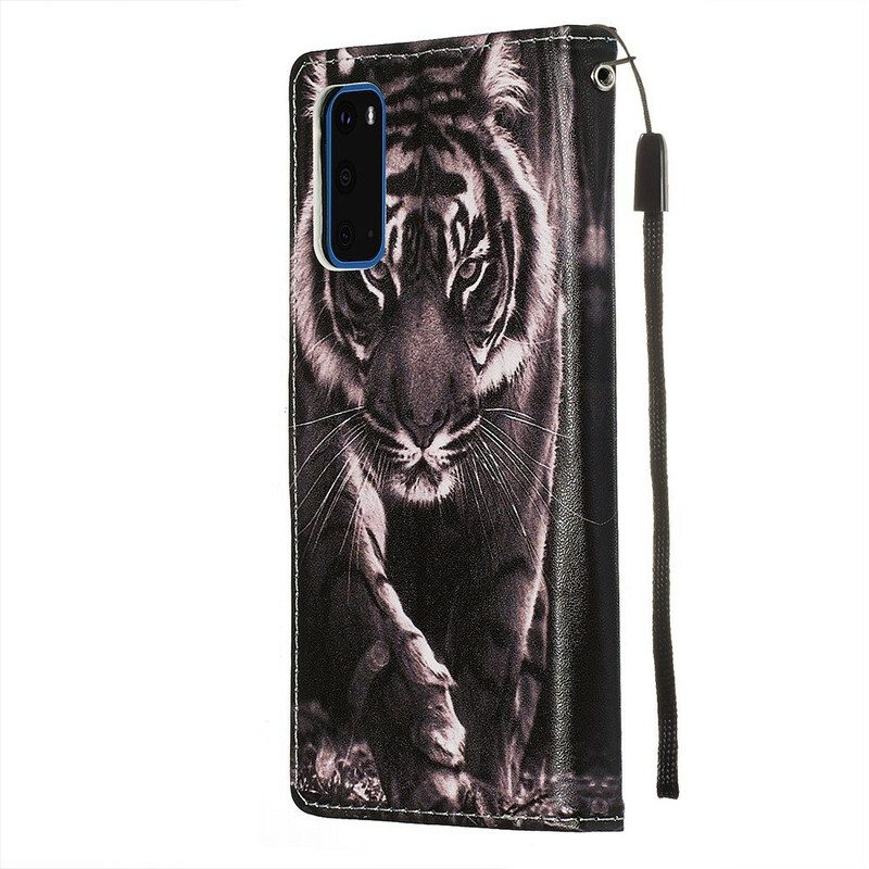 Custodia in pelle Samsung Galaxy S20 Tigre Notturna