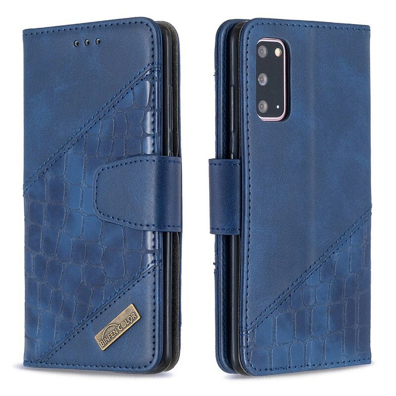 Folio Cover Samsung Galaxy S20 Classico Effetto Pelle Di Coccodrillo