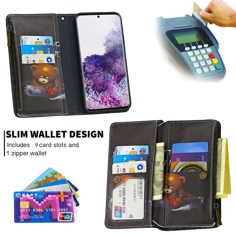 Folio Cover Samsung Galaxy S20 Orsetto Tascabile Con Cerniera