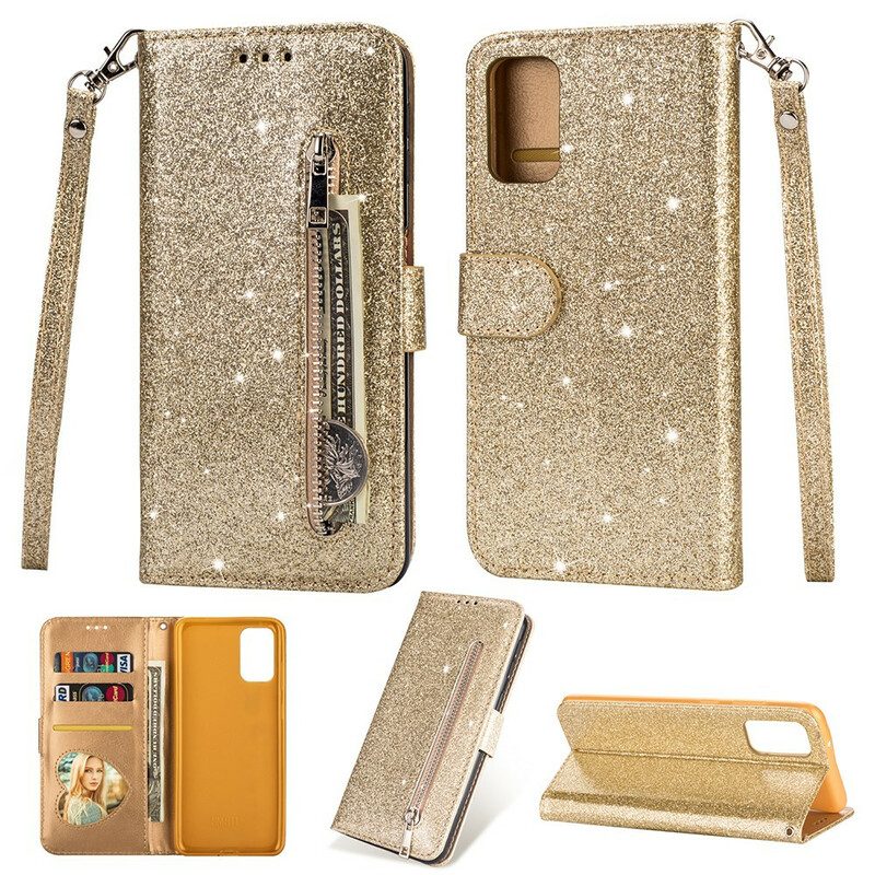 Folio Cover Samsung Galaxy S20 Portamonete Glitterato