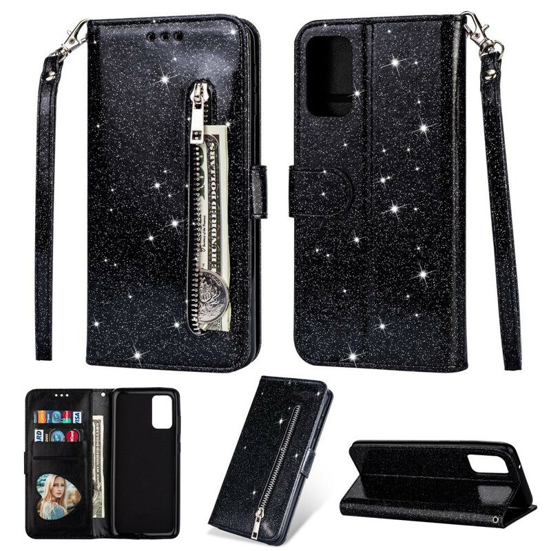 Folio Cover Samsung Galaxy S20 Portamonete Glitterato