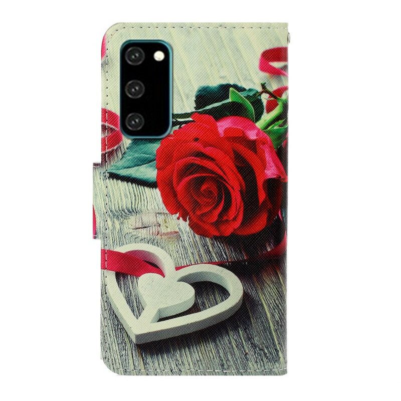 Folio Cover Samsung Galaxy S20 Rosa Romantica Con Cinturino