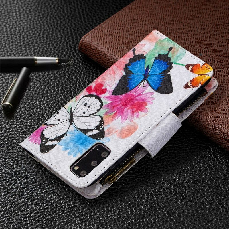 Folio Cover Samsung Galaxy S20 Tasca Con Cerniera Per Farfalle