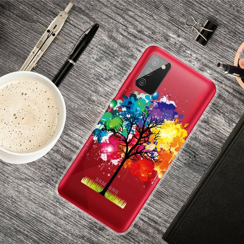 Cover Samsung Galaxy A02s Albero Dell'acquerello Senza Soluzione Di Continuità