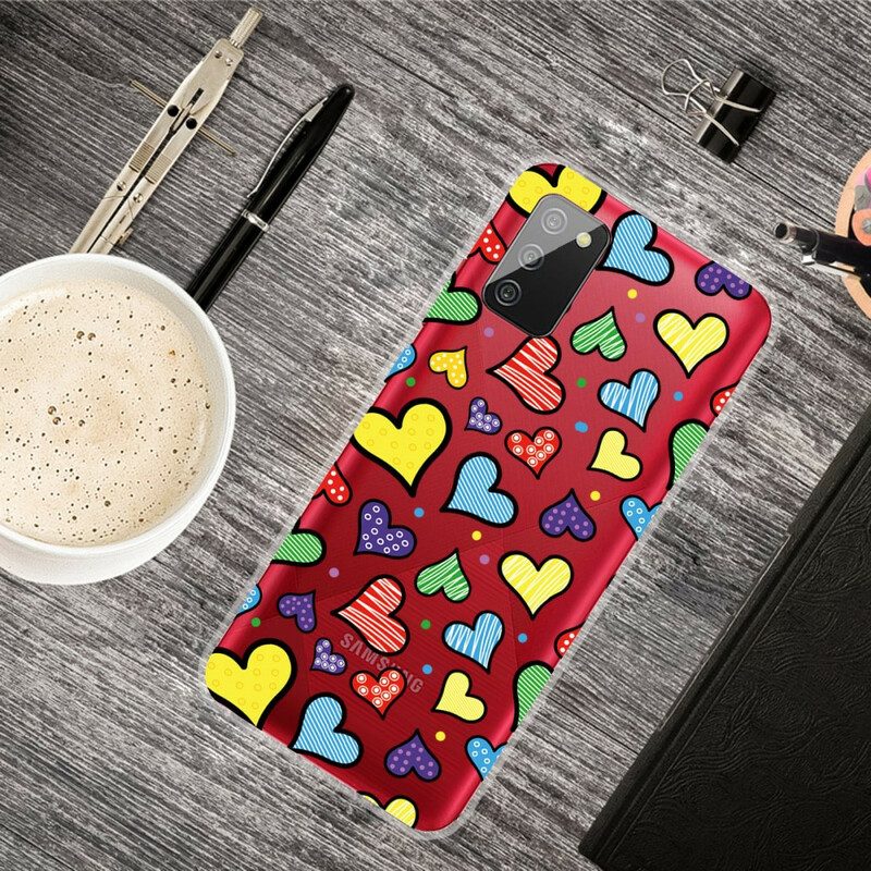 Cover Samsung Galaxy A02s Cuori Multicolori