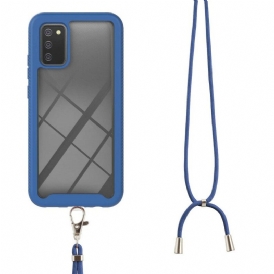 Cover Samsung Galaxy A02s Ibrido Con Cordoncino E Contorno Colorato