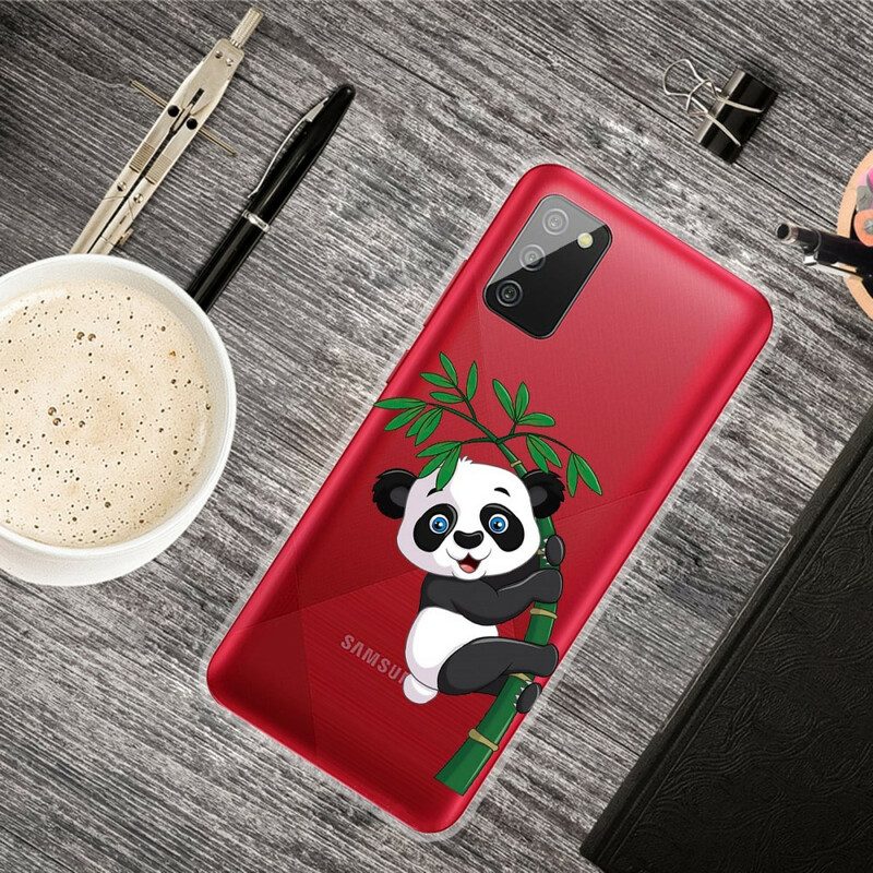 Cover Samsung Galaxy A02s Panda Senza Soluzione Di Continuità Su Bambù