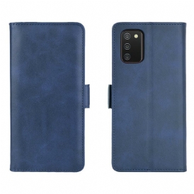 Custodia in pelle Samsung Galaxy A02s Folio Cover Doppio Lembo