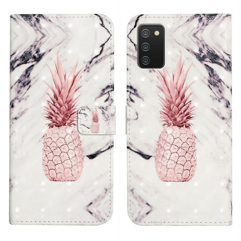 Custodia in pelle Samsung Galaxy A02s Punto Luce Ananas