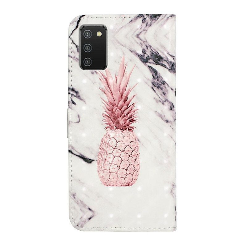 Custodia in pelle Samsung Galaxy A02s Punto Luce Ananas