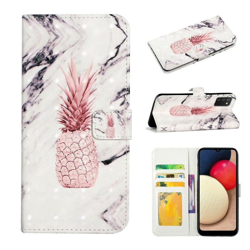 Custodia in pelle Samsung Galaxy A02s Punto Luce Ananas