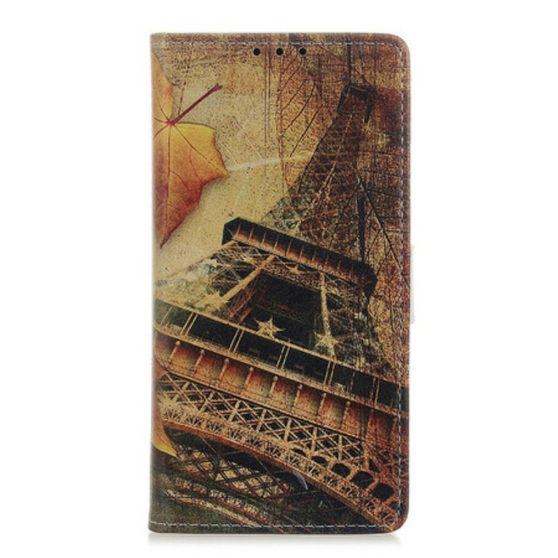 Custodia in pelle Samsung Galaxy A02s Torre Eiffel In Autunno