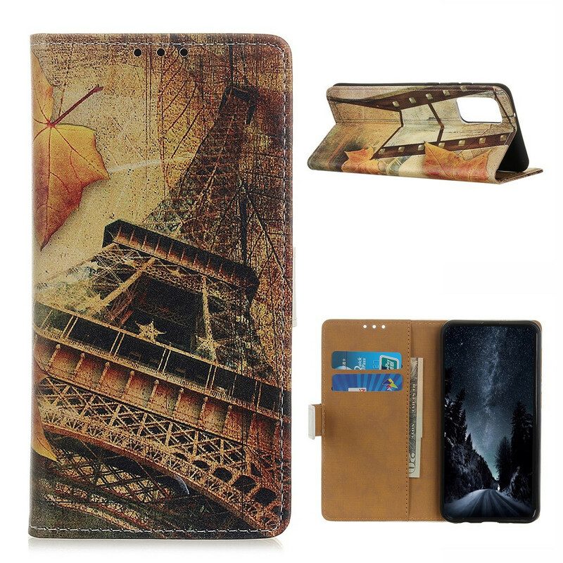 Custodia in pelle Samsung Galaxy A02s Torre Eiffel In Autunno