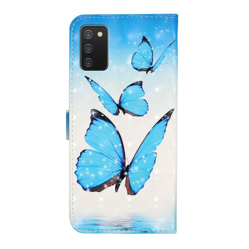 Custodia in pelle Samsung Galaxy A02s Volo Di Farfalle