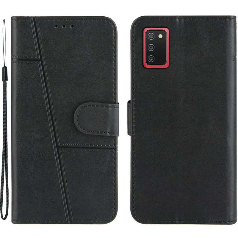 Folio Cover Samsung Galaxy A02s Cinturino Effetto Pelle Geo