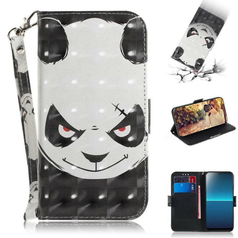 Custodia in pelle Sony Xperia L4 Panda Arrabbiato Con Cordino