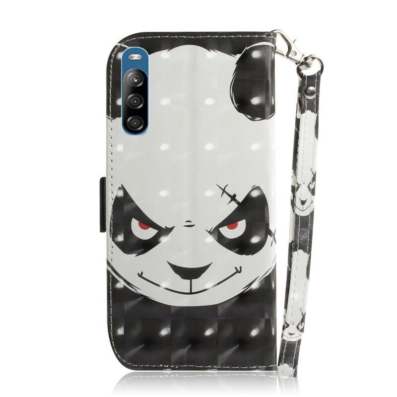 Custodia in pelle Sony Xperia L4 Panda Arrabbiato Con Cordino