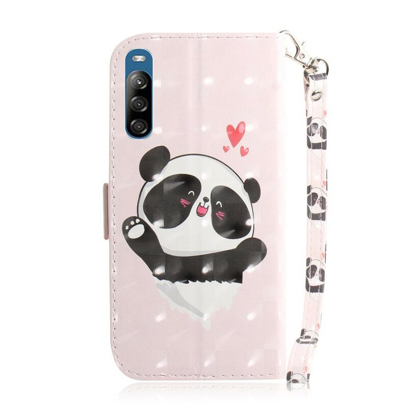 Custodia in pelle Sony Xperia L4 Panda Love Con Cordino