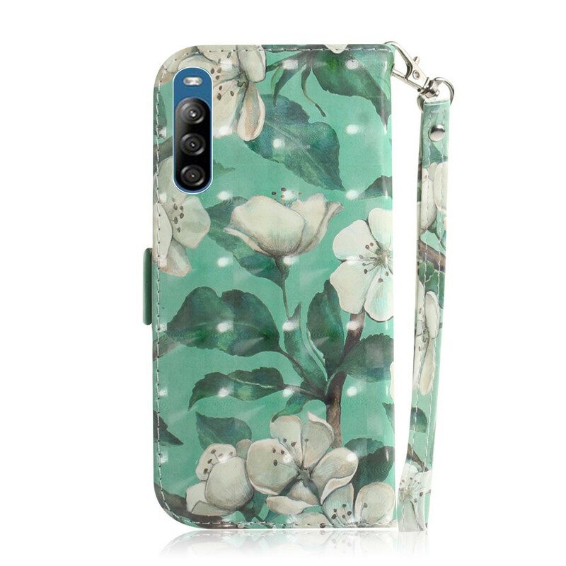 Folio Cover Sony Xperia L4 Ramo Fiorito Con Cinturino