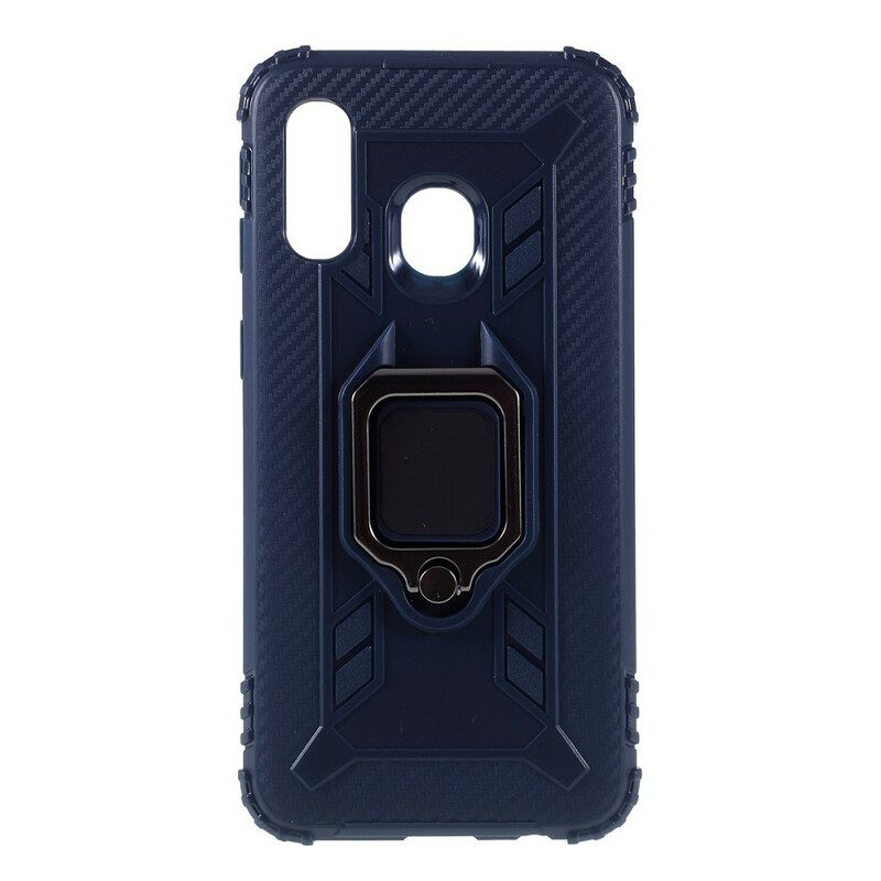 Cover Samsung Galaxy A40 Anello E Fibra Di Carbonio