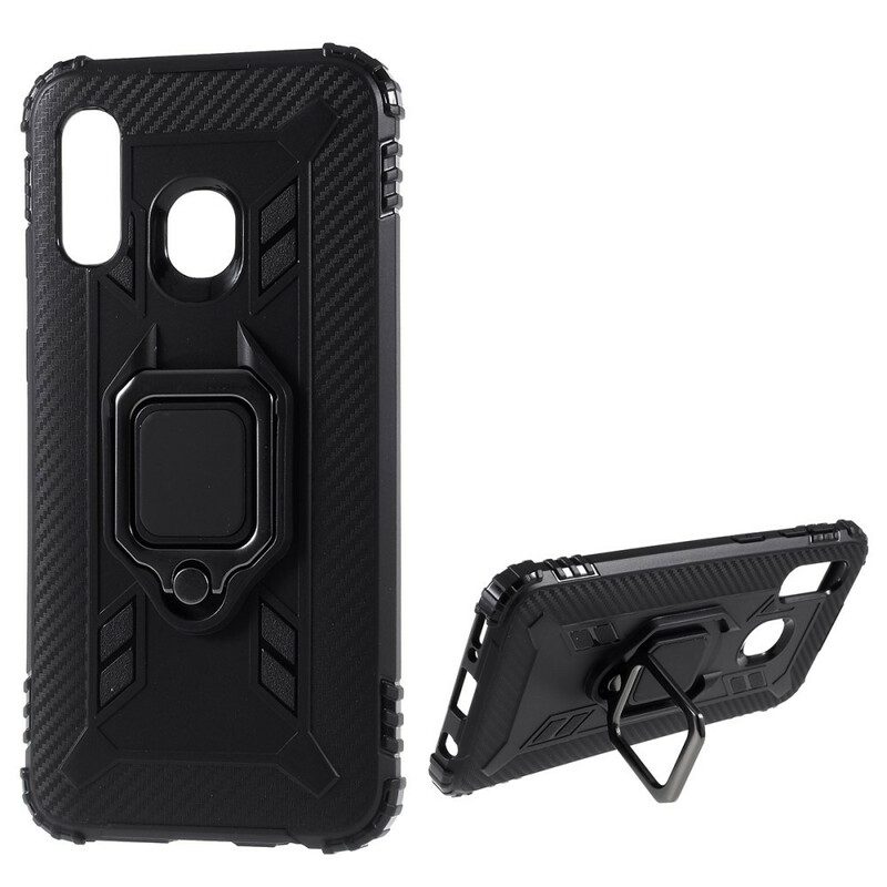 Cover Samsung Galaxy A40 Anello E Fibra Di Carbonio