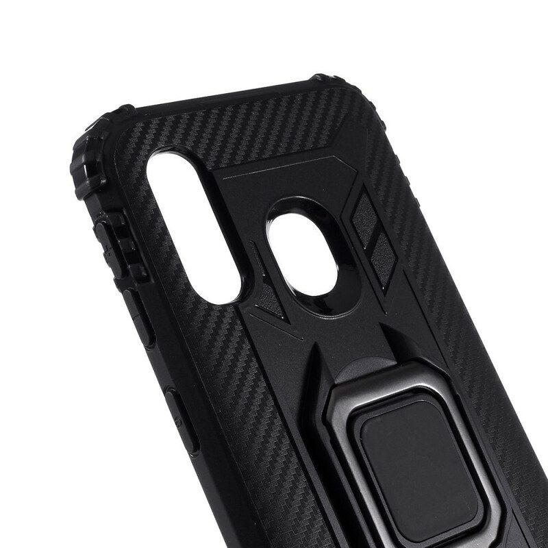 Cover Samsung Galaxy A40 Anello E Fibra Di Carbonio