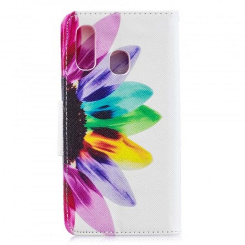 Custodia A Portafoglio Samsung Galaxy A40 Fiore Dell'acquerello