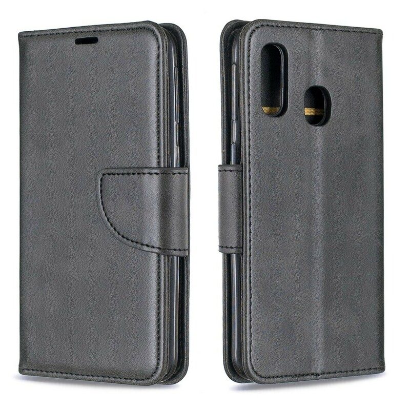 Custodia A Portafoglio Samsung Galaxy A40 Folio Cover Lembo Liscio Obliquo